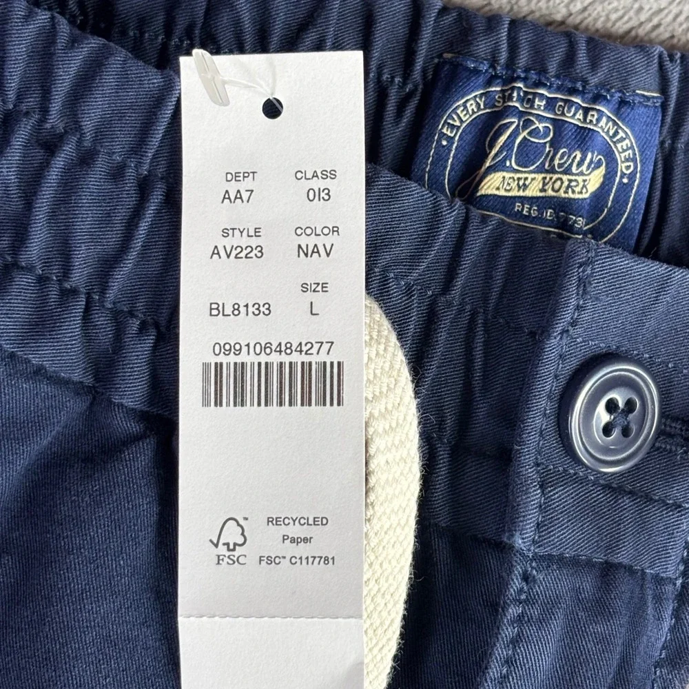J.Crew Dock Pant Mens Large Navy Blue New NWT Cotton Blend Stretch AV223
